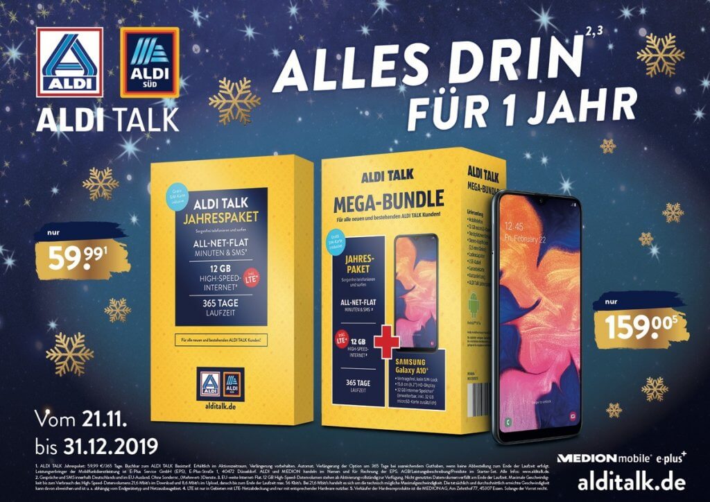 Aktions-Jahrespaket von ALDI TALK auf Wunsch auch mit ...